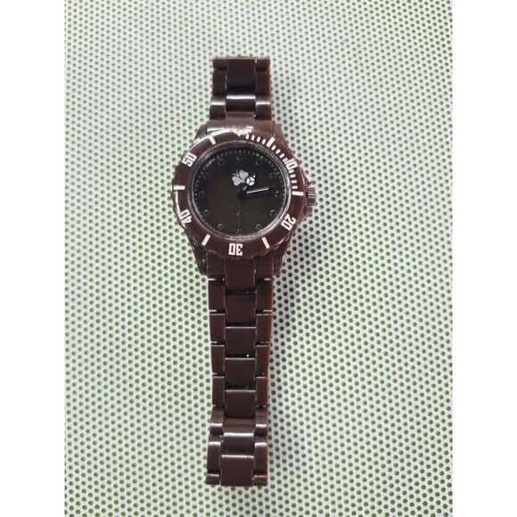 Accutime Women Watch Brown Tone Plastic Rotating Bezel Japan Movement Watch - Picture 2 of 4